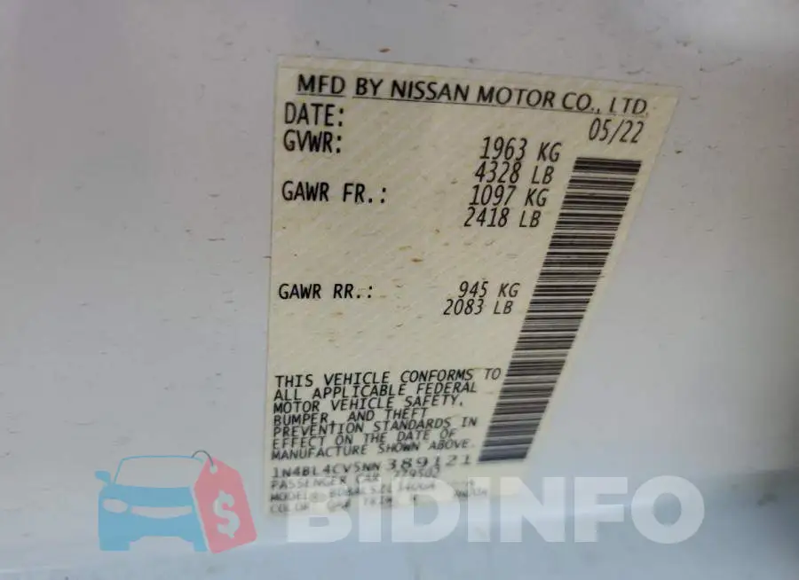 1N4BL4CV5NN389121 Photo# 12