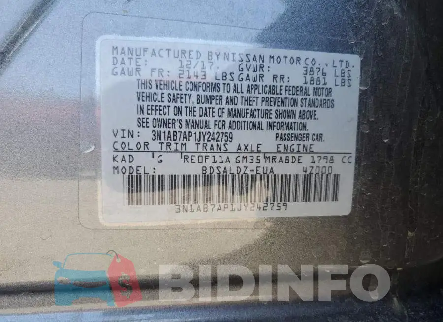 3N1AB7AP1JY242759 Photo# 13