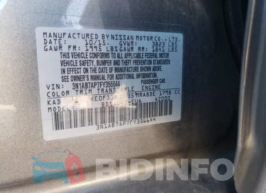 3N1AB7AP7FY356644 Photo# 10