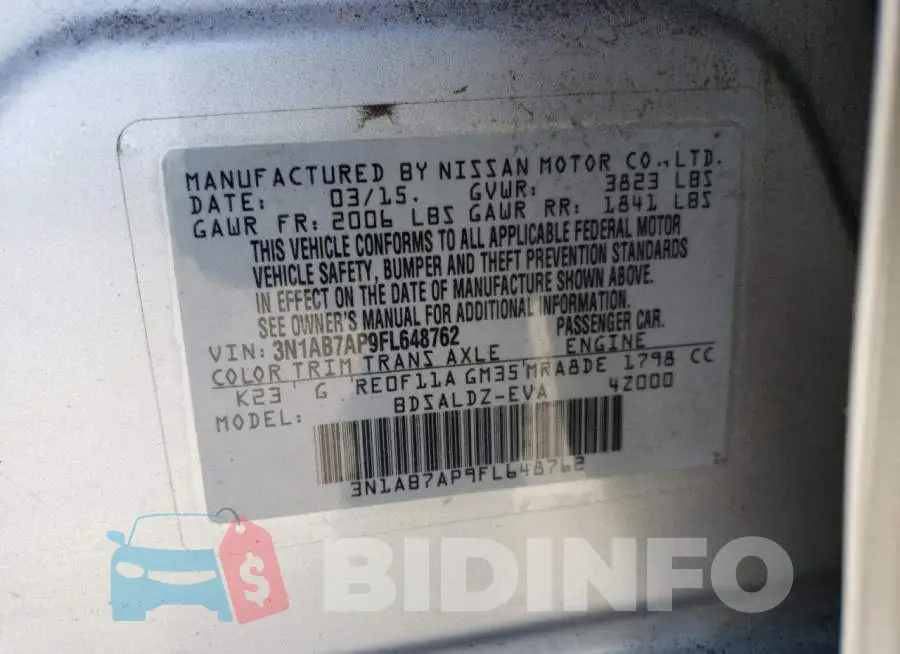 3N1AB7AP9FL648762 Photo# 12