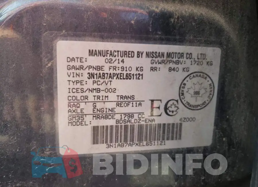 3N1AB7APXEL651121 Photo# 13