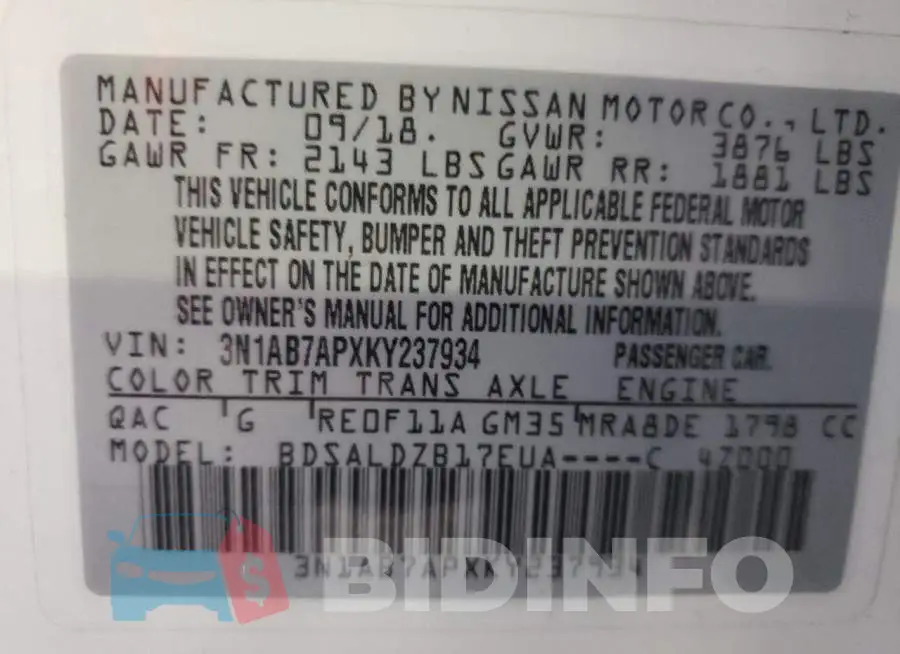 3N1AB7APXKY237934 Photo# 12