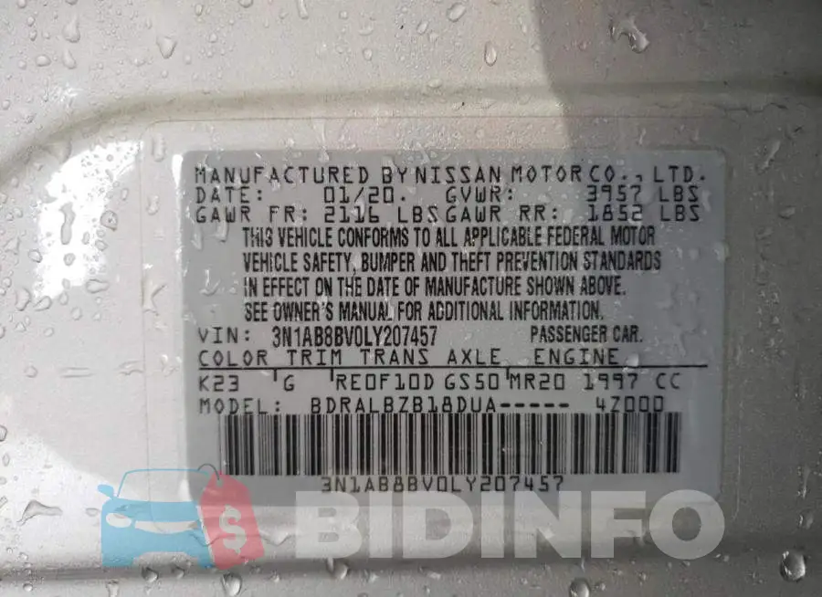 3N1AB8BV0LY207457 Photo# 12
