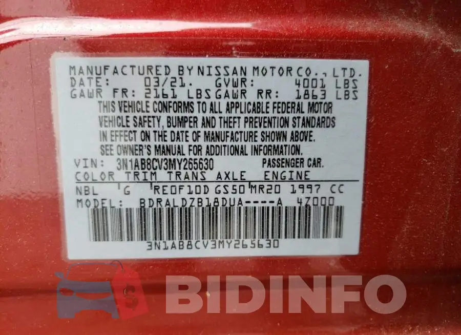 3N1AB8CV3MY265630 Photo# 12