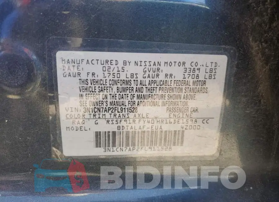 3N1CN7AP2FL911528 Photo# 12