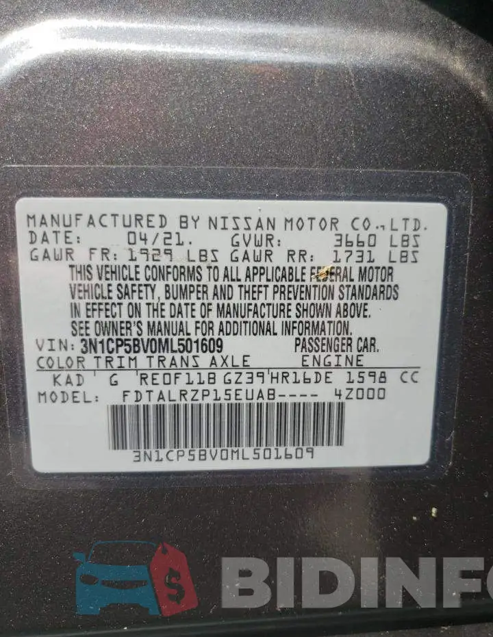 3N1CP5BV0ML501609 Photo# 12