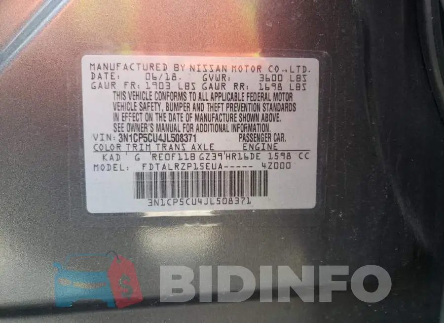 3N1CP5CU4JL508371 Photo# 13