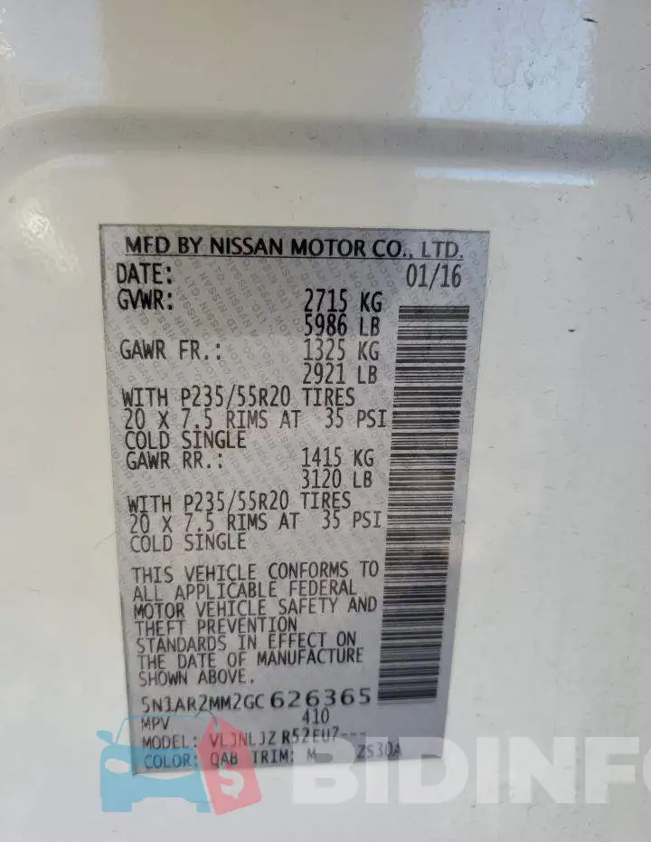 5N1AR2MM2GC626365 Photo# 13