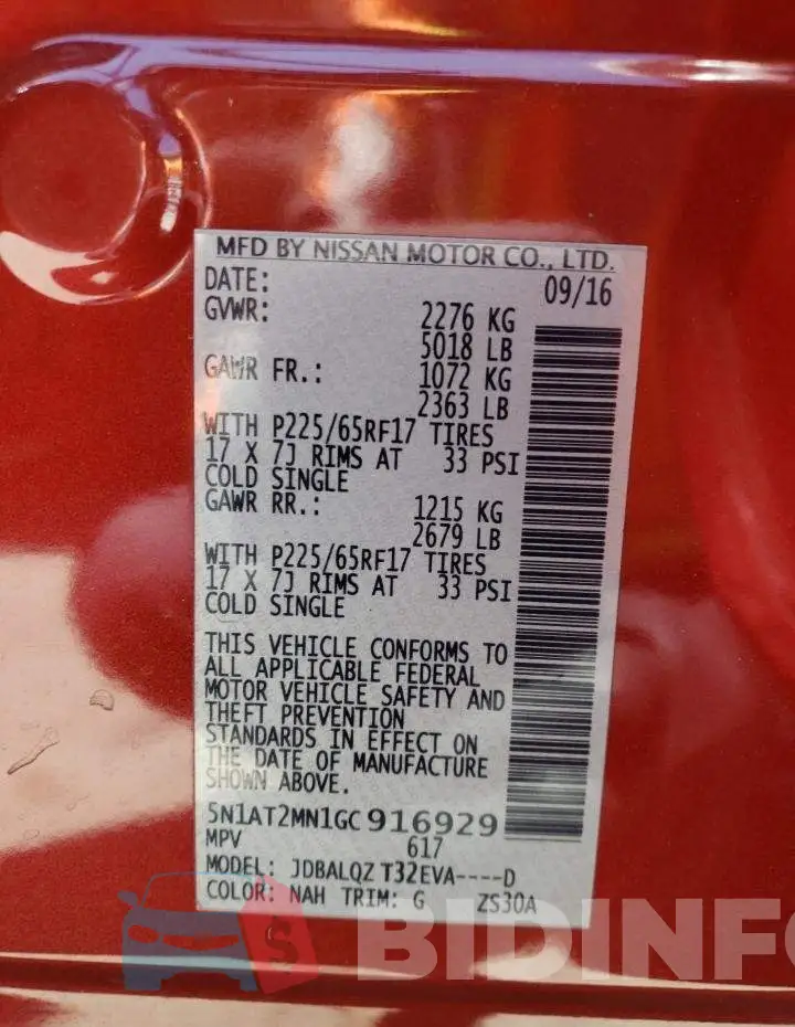 5N1AT2MN1GC916929 Photo# 12
