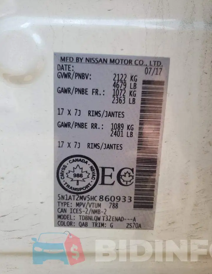 5N1AT2MV5HC860933 Photo# 13