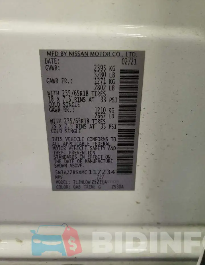 5N1AZ2BSXMC117234 Photo# 14