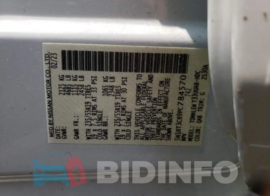 5N1BT3CB9PC784570 Photo# 13
