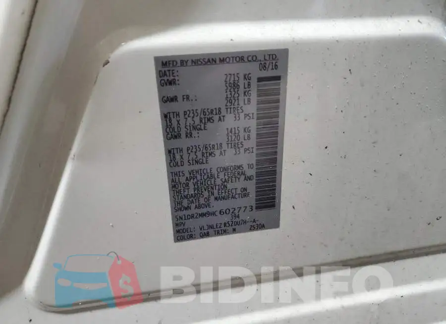 5N1DR2MM9HC602773 Photo# 13