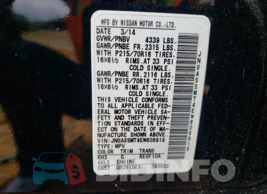 JN8AS5MT4EW608919 Photo# 13