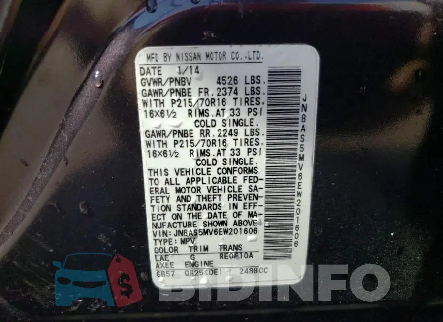 JN8AS5MV6EW201606 Photo# 12