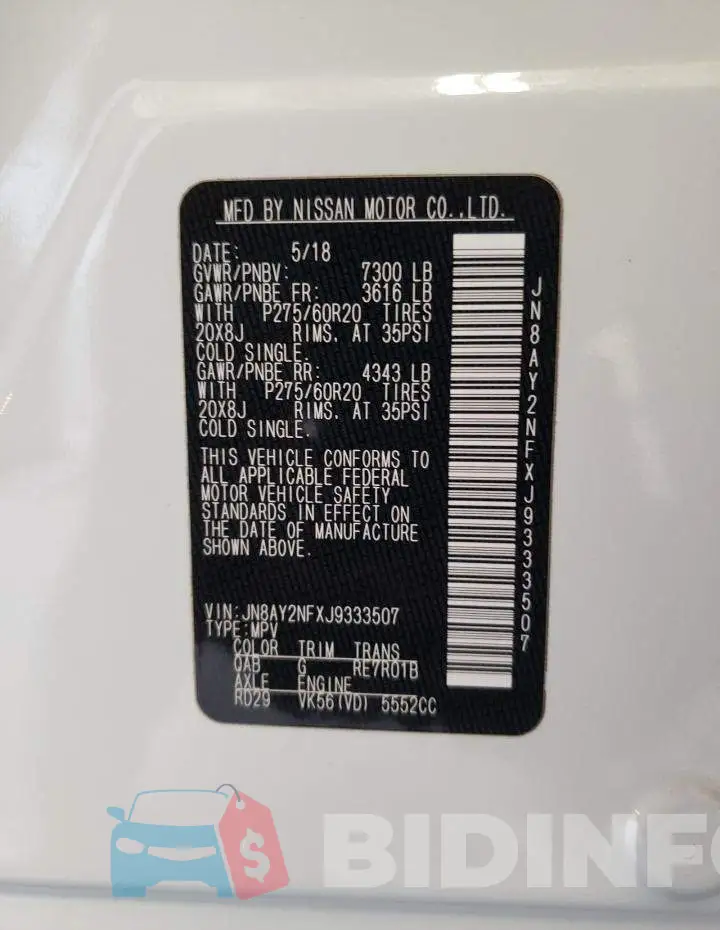 JN8AY2NFXJ9333507 Photo# 13