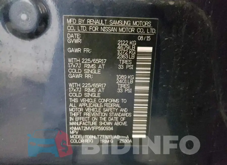 KNMAT2MV1FP590934 Photo# 14