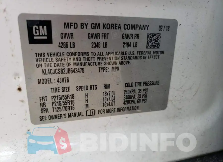 KL4CJCSB2JB643475 Photo# 13