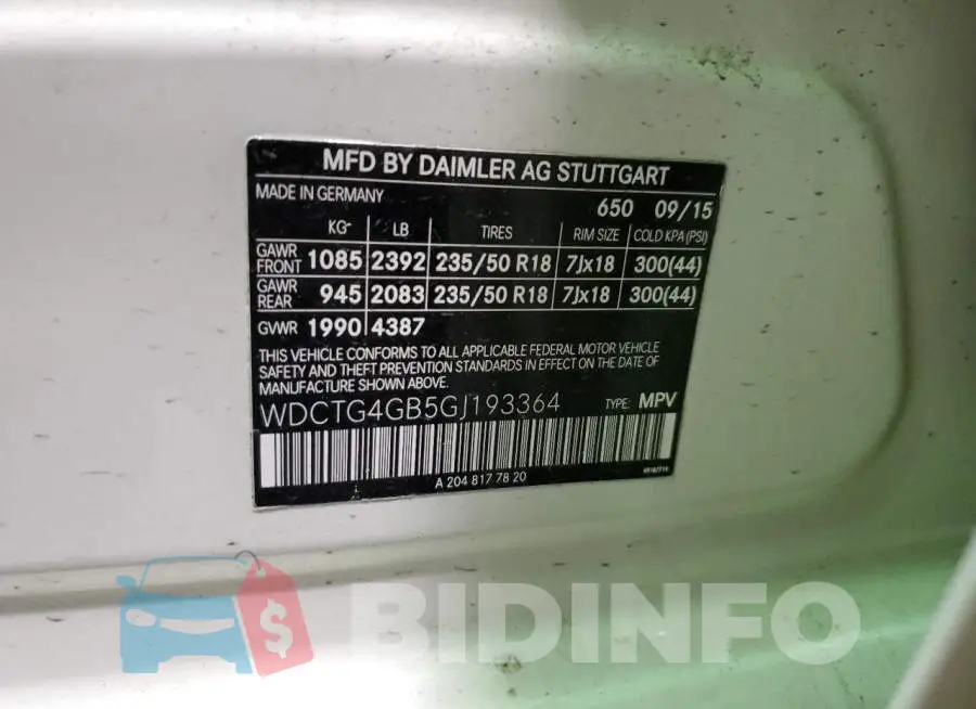 WDCTG4GB5GJ193364 Photo# 13