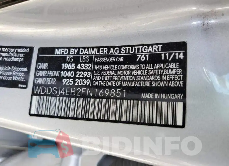 WDDSJ4EB2FN169851 Photo# 12