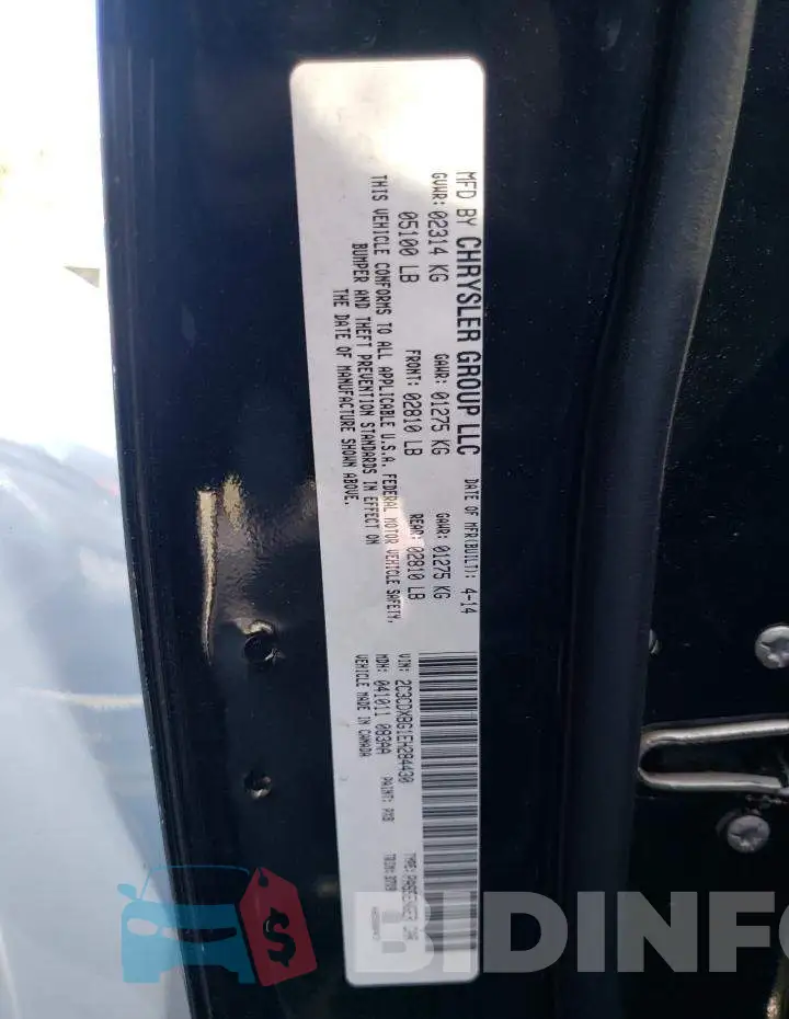 2C3CDXBG1EH284430 Photo# 10