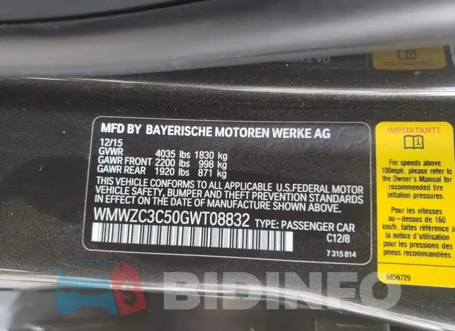 WMWZC3C50GWT08832 Photo# 12