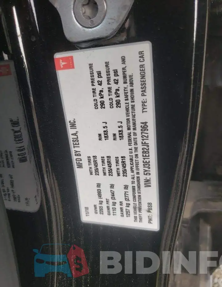 5YJ3E1EB2JF127964 Photo# 12