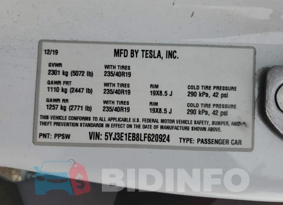 5YJ3E1EB8LF620924 Photo# 12