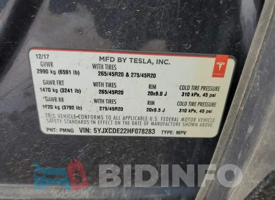 5YJXCDE22HF078283 Photo# 12
