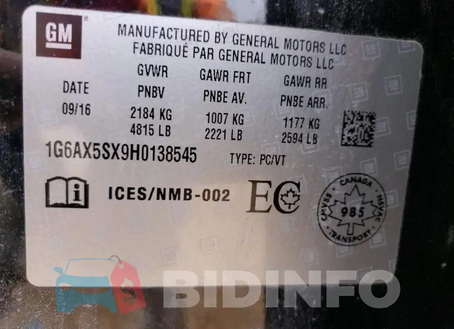 1G6AX5SX9H0138545 Photo# 12