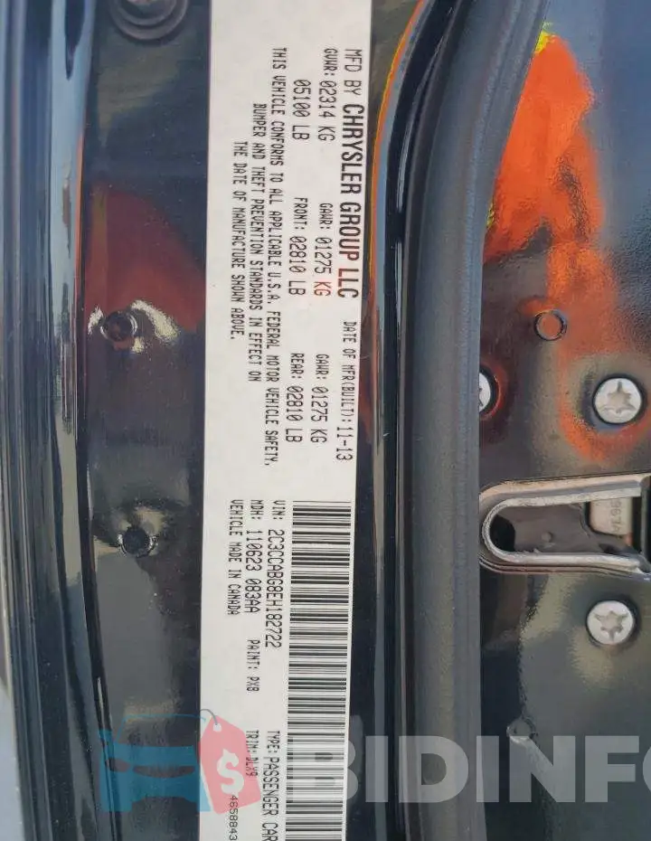 2C3CCABG8EH182722 Photo# 12