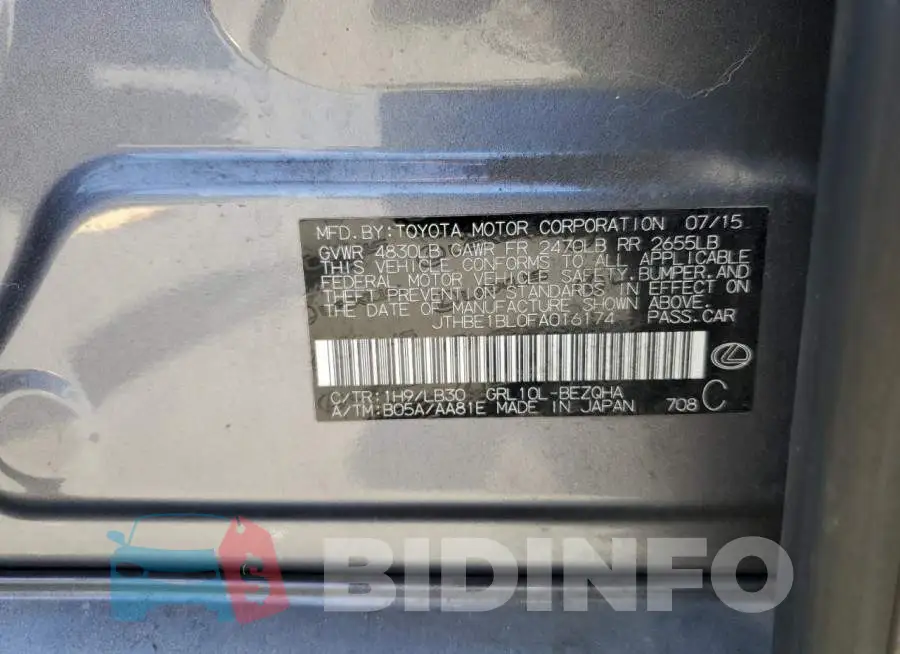 JTHBE1BL0FA016174 Photo# 12