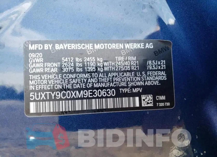 5UXTY9C0XM9E30630 Photo# 12