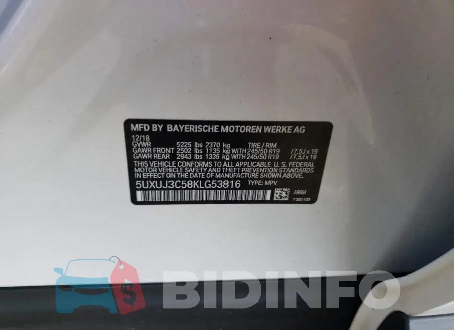 5UXUJ3C58KLG53816 Photo# 13