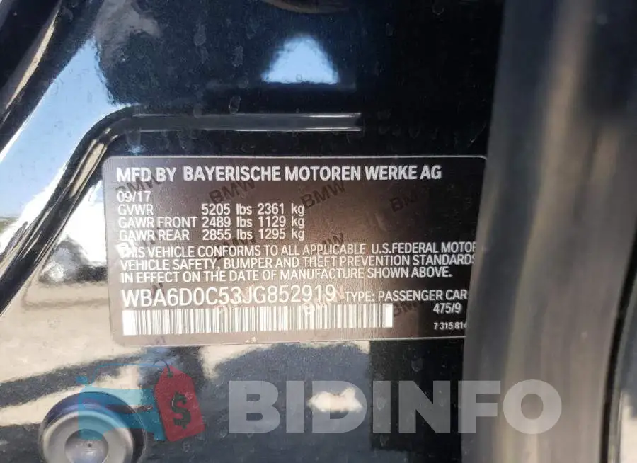 WBA6D0C53JG852919 Photo# 12