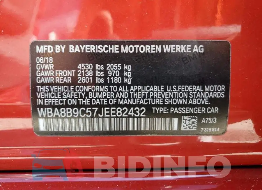 WBA8B9C57JEE82432 Photo# 12
