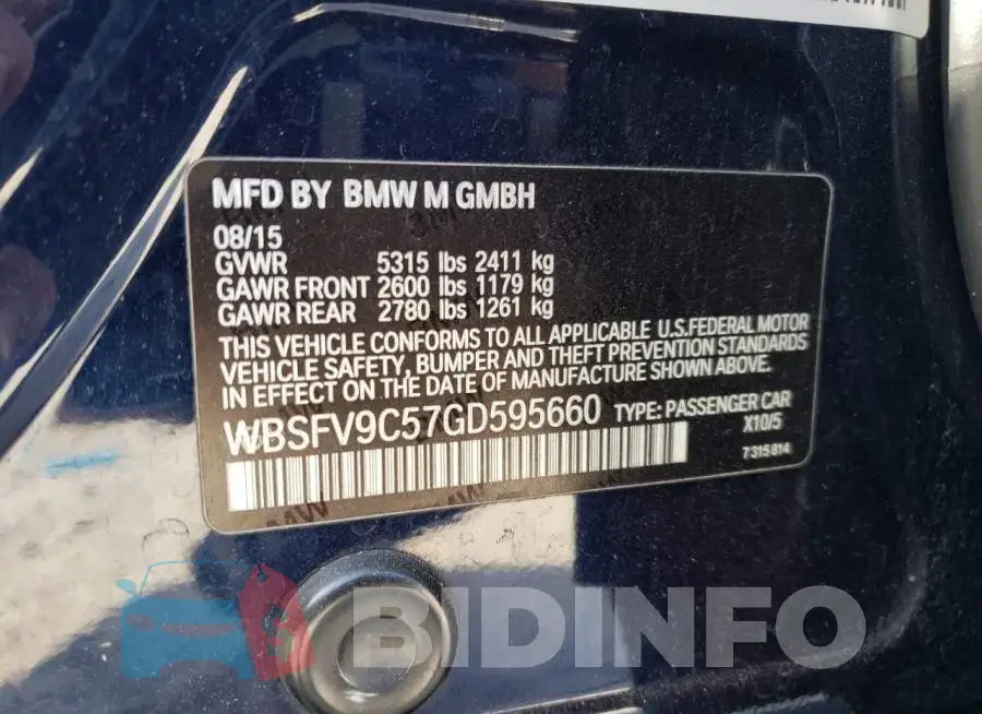 WBSFV9C57GD595660 Photo# 12