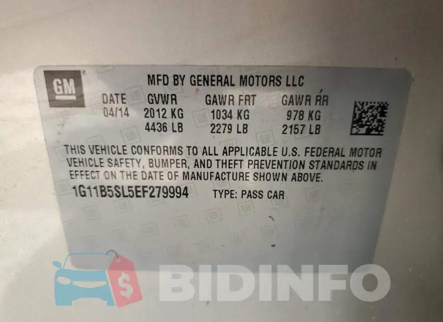 1G11B5SL5EF279994 Photo# 12
