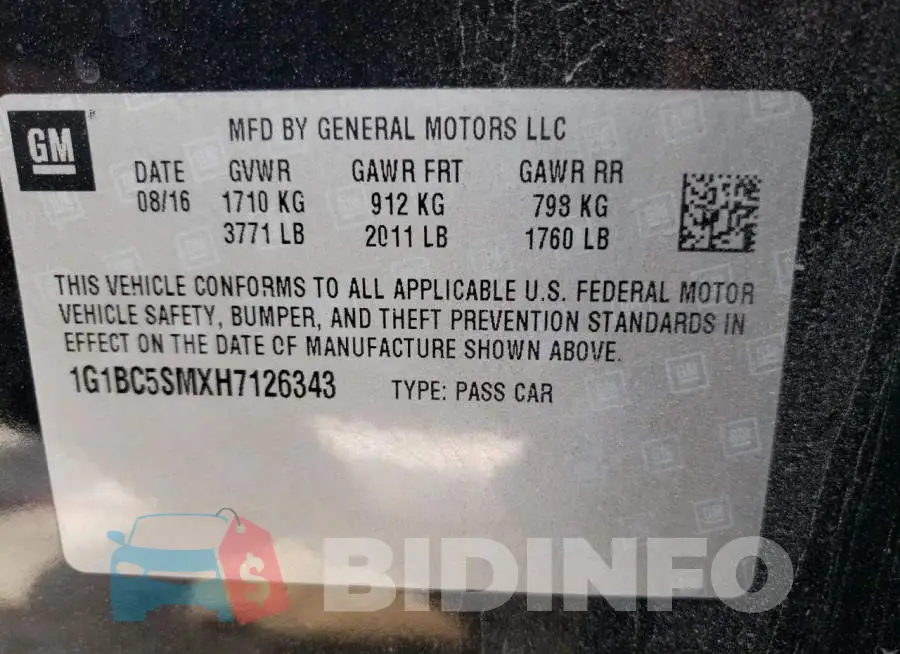 1G1BC5SMXH7126343 Photo# 12