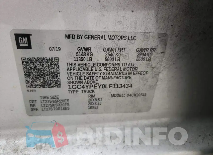 1GC4YPEY0LF113434 Photo# 12