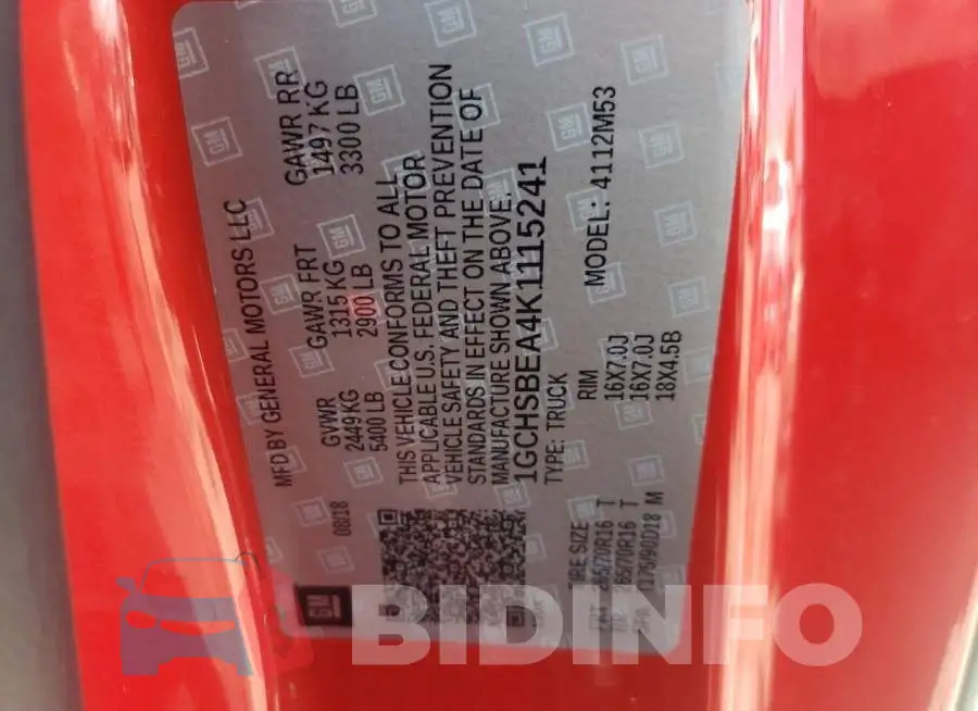 1GCHSBEA4K1115241 Photo# 13