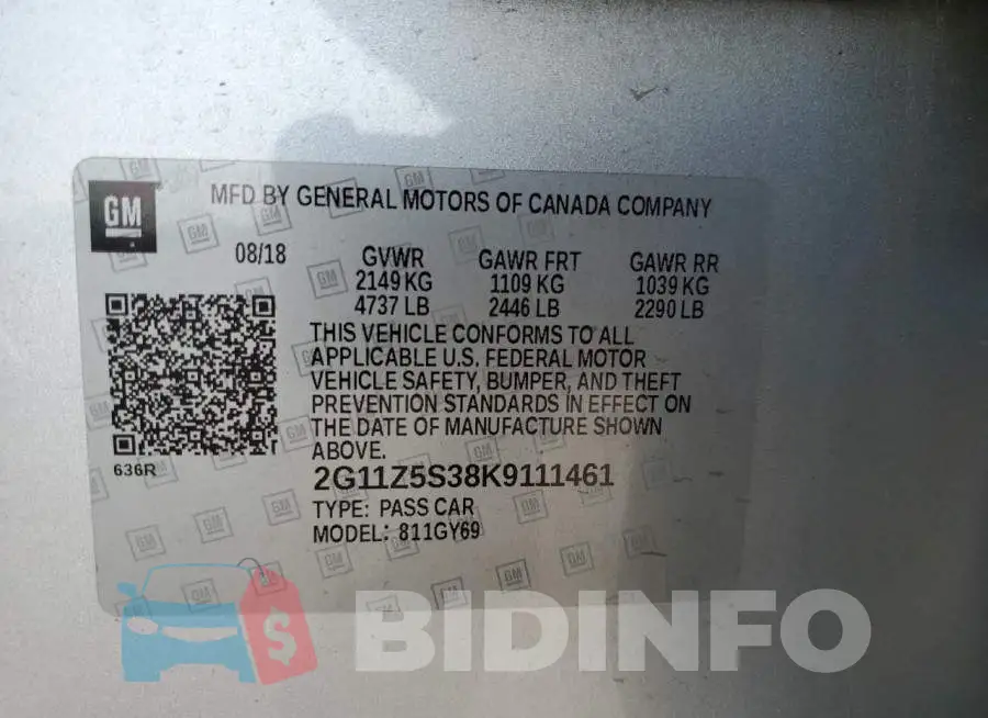 2G11Z5S38K9111461 Photo# 12
