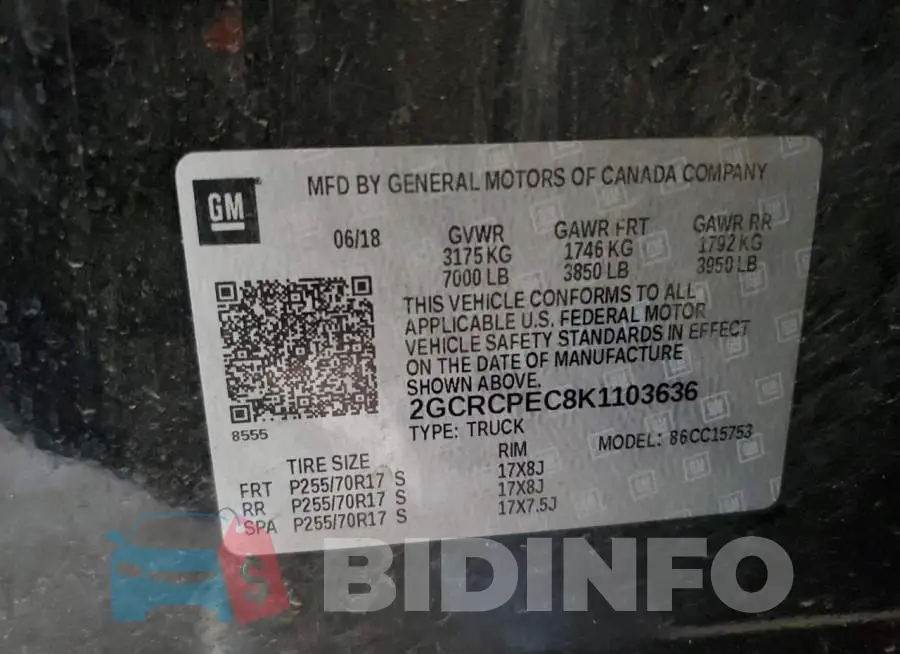 2GCRCPEC8K1103636 Photo# 12