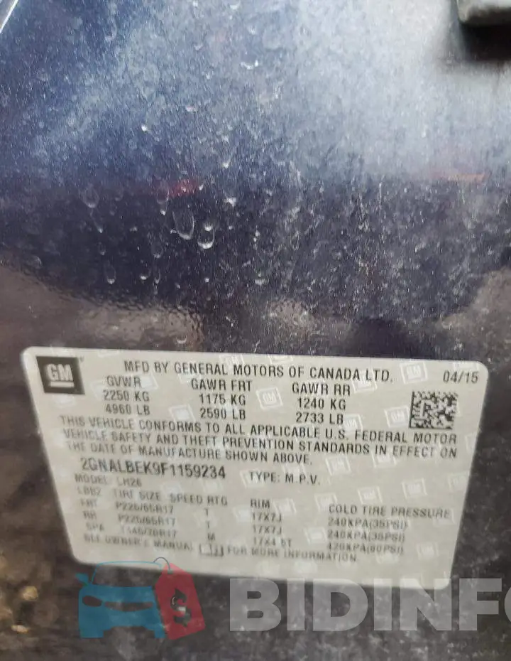 2GNALBEK9F1159234 Photo# 12