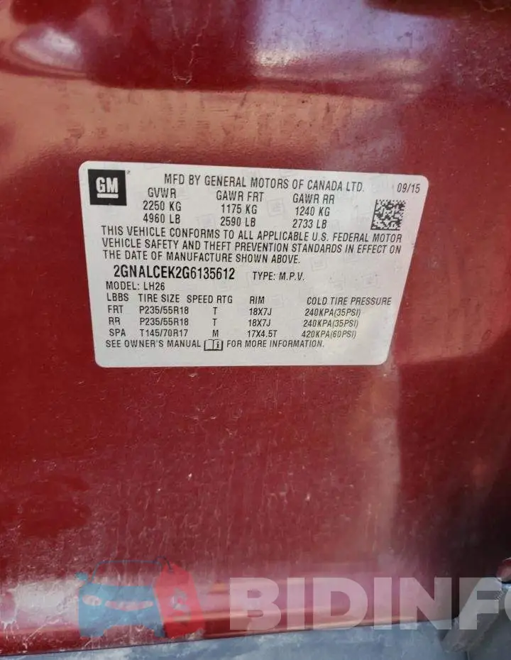 2GNALCEK2G6135612 Photo# 12