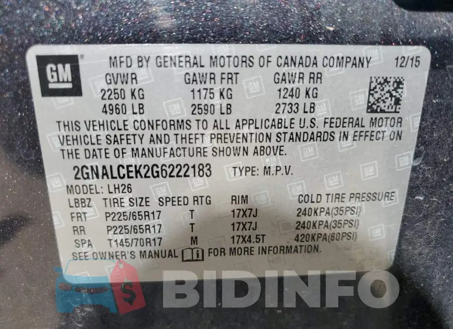 2GNALCEK2G6222183 Photo# 14