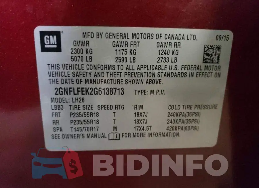 2GNFLFEK2G6138713 Photo# 13