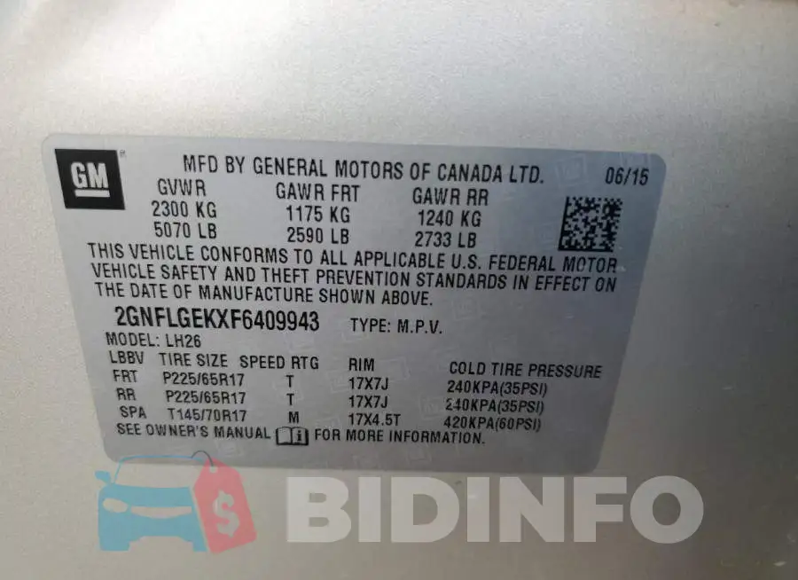 2GNFLGEKXF6409943 Photo# 13