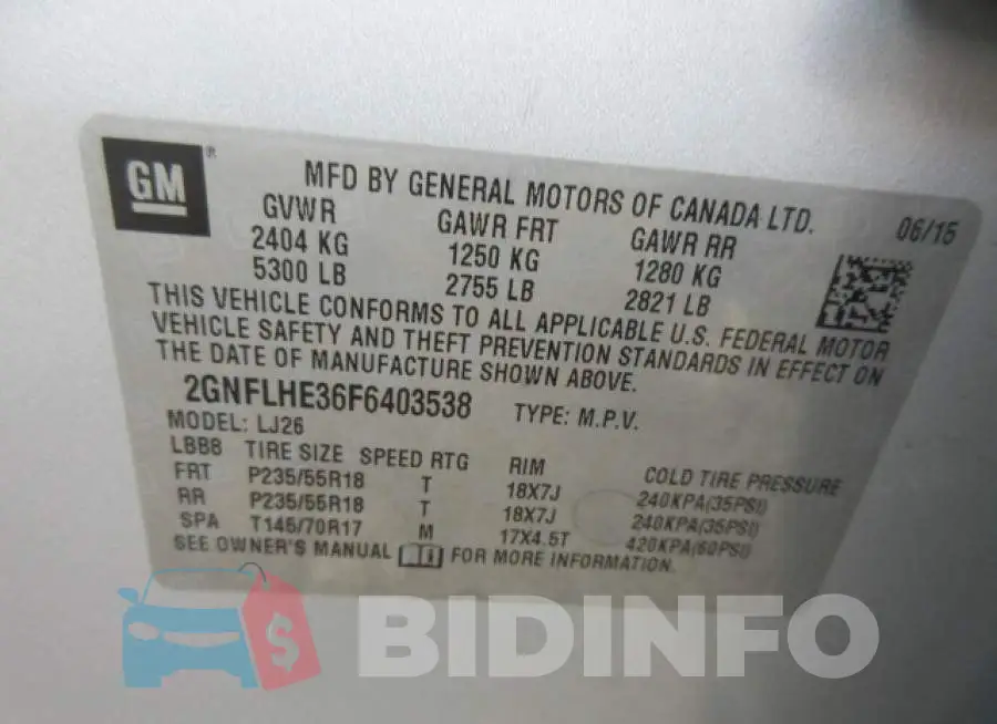 2GNFLHE36F6403538 Photo# 9