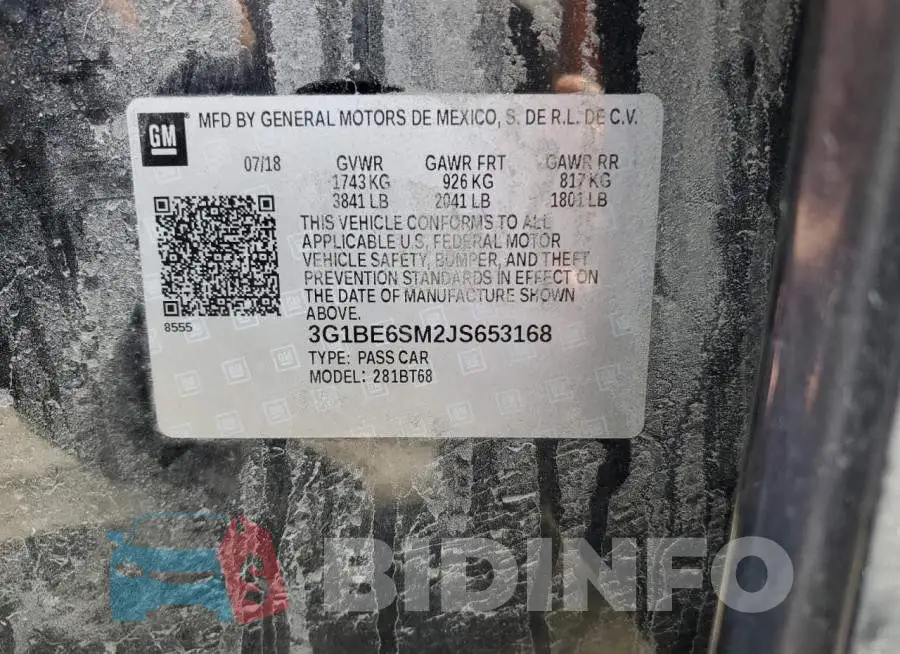 3G1BE6SM2JS653168 Photo# 12